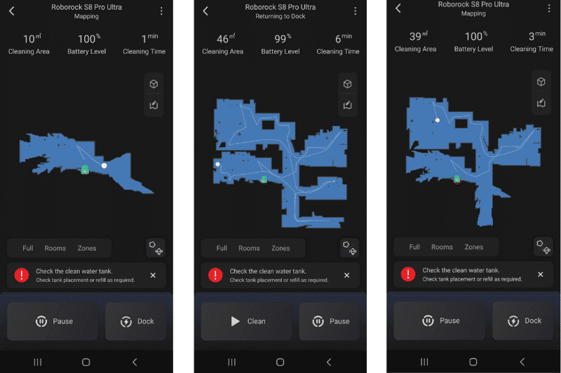 Der Mapping-Prozess des Roborock S8+ wird in der Roborock App dargestellt.